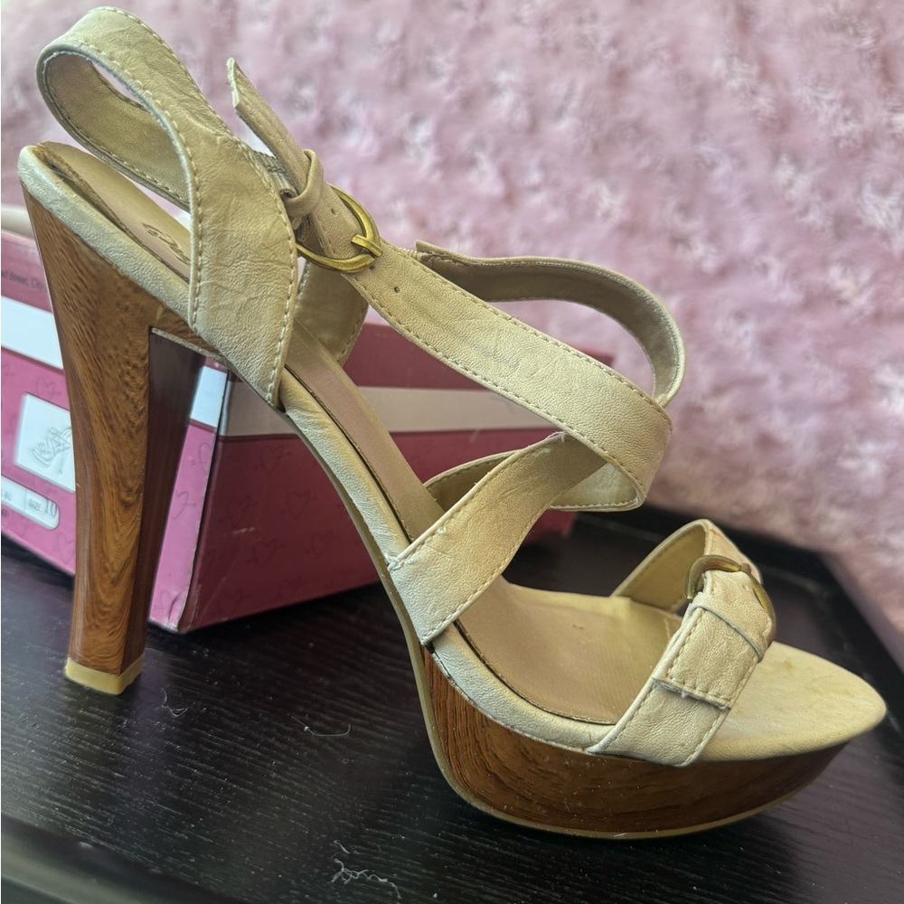Elegant Beige Strappy Heels